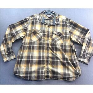 Carhartt Shirt Mens 3XL Relaxed Fit Plaid Long Sleeve Button Up Brown Yellow